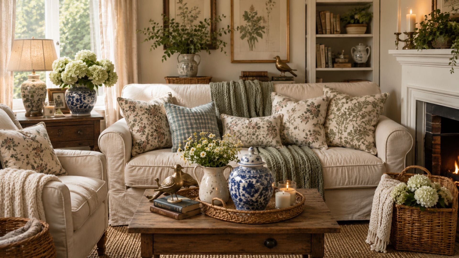 cozy cottagecore living room 